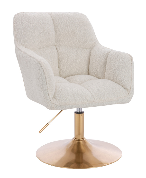HR550N Krémszínű modern boucle  szék arany lábbal