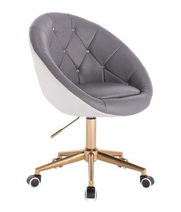 HC8516CK Szürke-Fehér modern műbőr szék arany lábbal