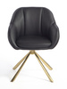 HR2055 CSILLAGLÁB Fekete Modern Műbőr Szék Aany lábbal