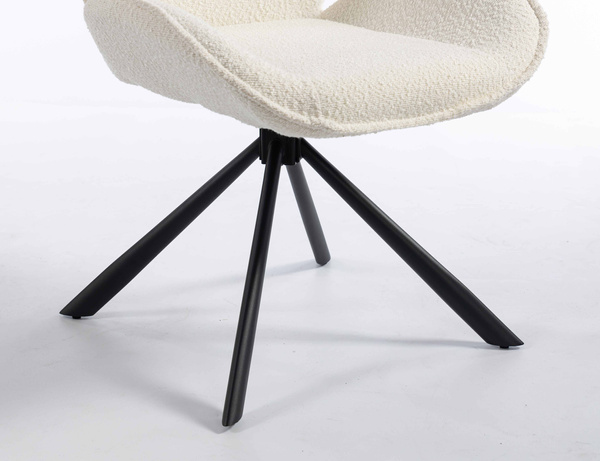 HR350 CSILLAGLÁB Krémszínű modern boucle szék fekete lábbal