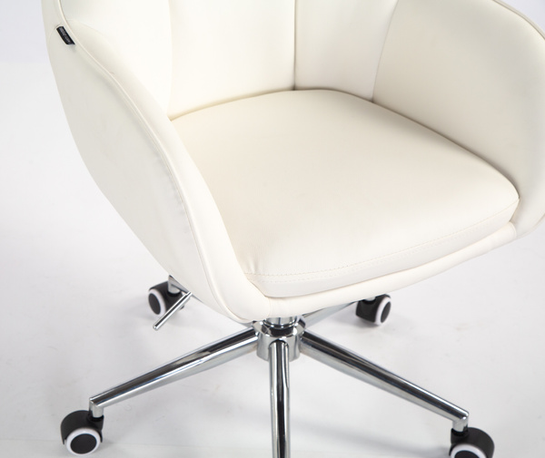 HR2055K Fehér Modern Műbőr Szék Krómozott lábbal