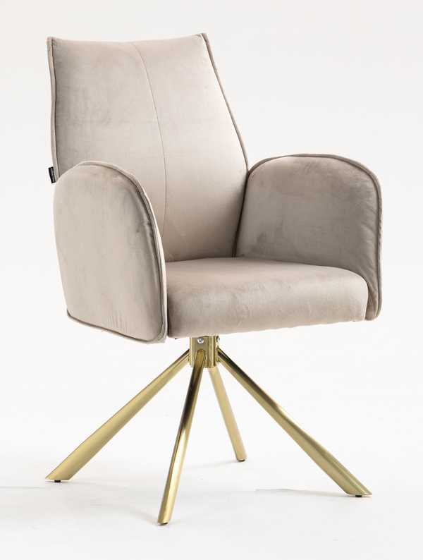 HR280 CSILLAGLÁB Latte Modern Velúr Szék Arany lábbal
