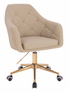 HR831K Krémszínű Műbőr Premium Soft szék Arany lábbal