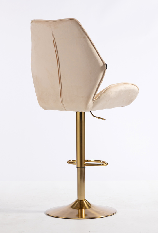 HR350W Krémszínű modern velúr szék arany lábbal