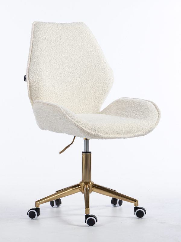 HR350K Krémszínű boucle velúr szék arany lábbal