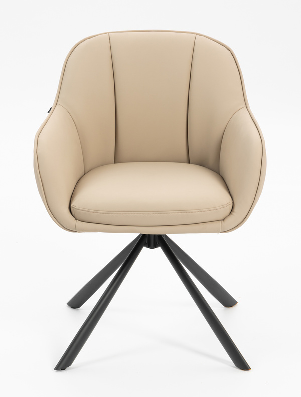 HR2055 CSILLAGLÁB Krémszínű Modern Műbőr Szék Fekete lábbal