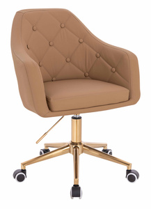 HR831K Karamell Műbőr Premium Soft szék Arany lábbal