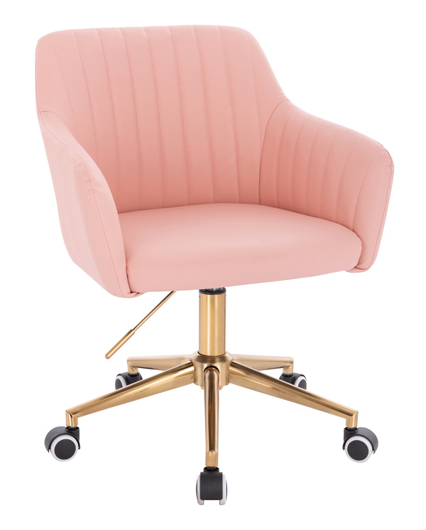 HC190K  Rózsaszín Modern Műbőr Szék Arany lábbal