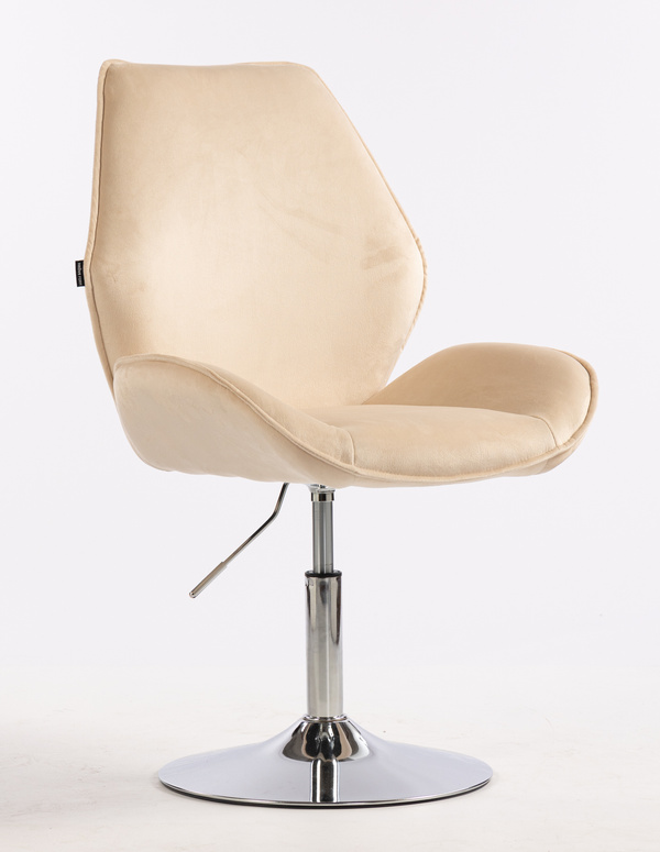 HR350N Krémszínű modern velúr szék krómozott lábbal