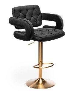 HR8403W Fekete modern velúr szék arany lábbal