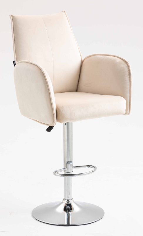 HR280W Krémszínű Modern Velúr Szék Krómozott lábbal