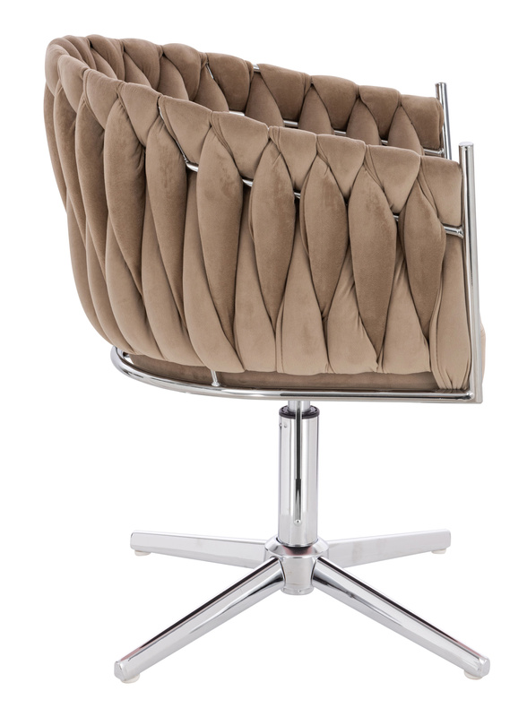 HR750CROSS Latte Modern Velúr Szék Krómozott lábbal