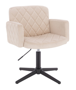 HR802CROSS Krémszínű Modern Velúr Szék Fekete lábbal