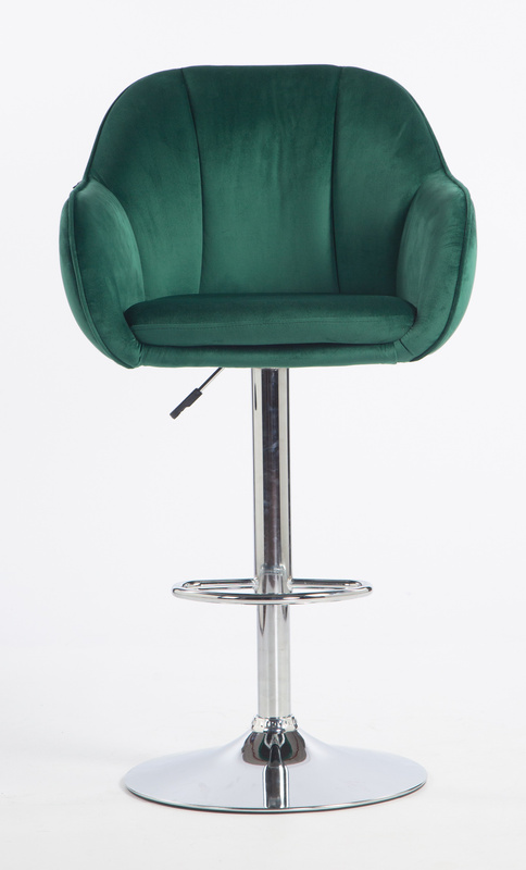 HR2055W Sötétzöld Modern Velúr Szék Krómozott lábbal