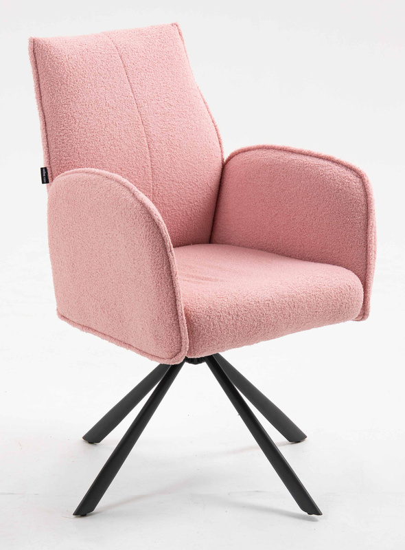 HR280 CSILLAGLÁB Púder Rózsaszín modern boucle szék fekete lábbal