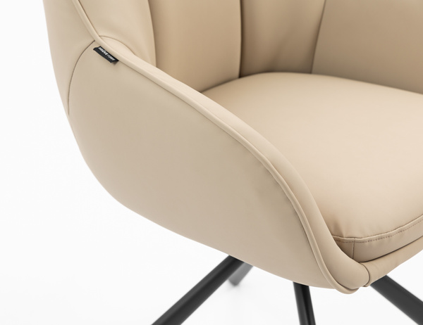 HR2055 CSILLAGLÁB Krémszínű Modern Műbőr Szék Fekete lábbal