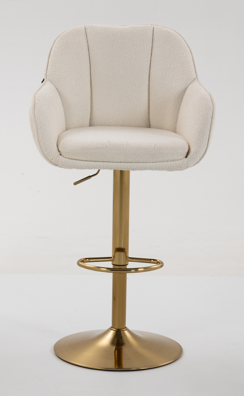 HR2055W Krémszínű Modern Boucle Szék Arany lábbal
