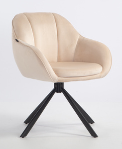 HR2055 CSILLAGLÁB Krémszínű Modern Velúr Szék Fekete lábbal