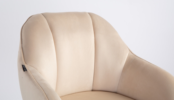 HR2055W Krémszínű Modern Velúr Szék Krómozott lábbal