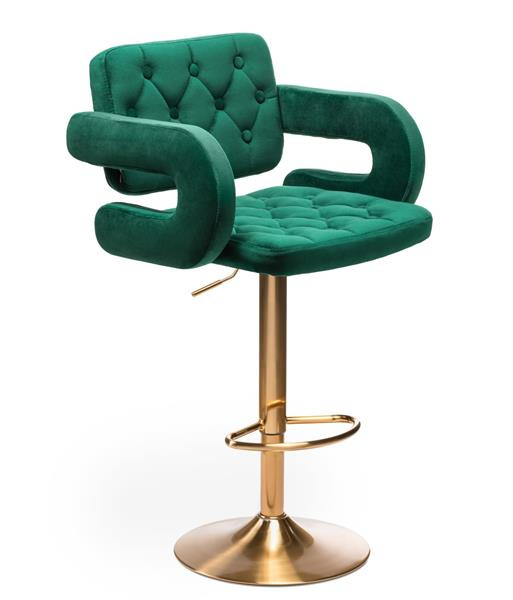 HR8403W Sötétzöld modern velúr szék arany lábbal