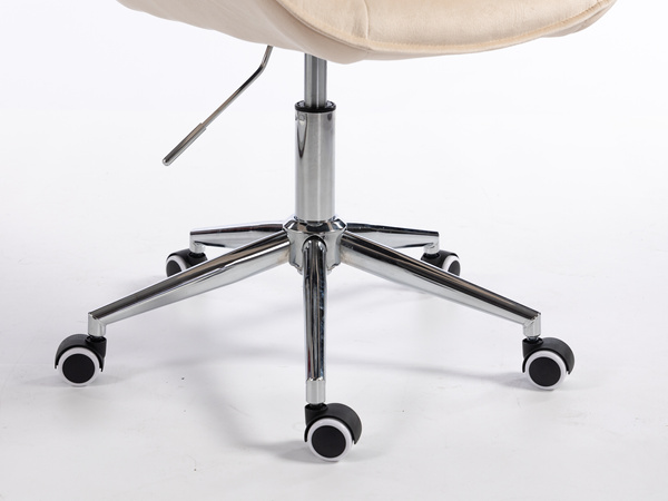 HR350K Krémszínű modern velúr szék krómozott lábbal