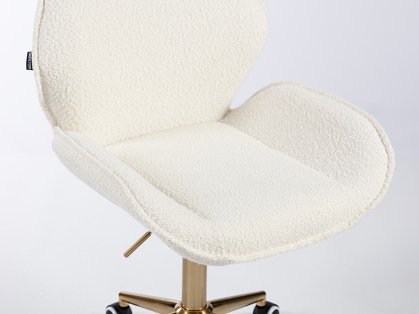 HR350K Krémszínű boucle velúr szék arany lábbal