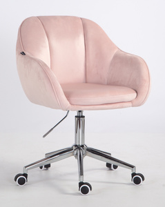 HR2055K Púder Rózsaszín Modern Velúr Szék Krómozott lábbal
