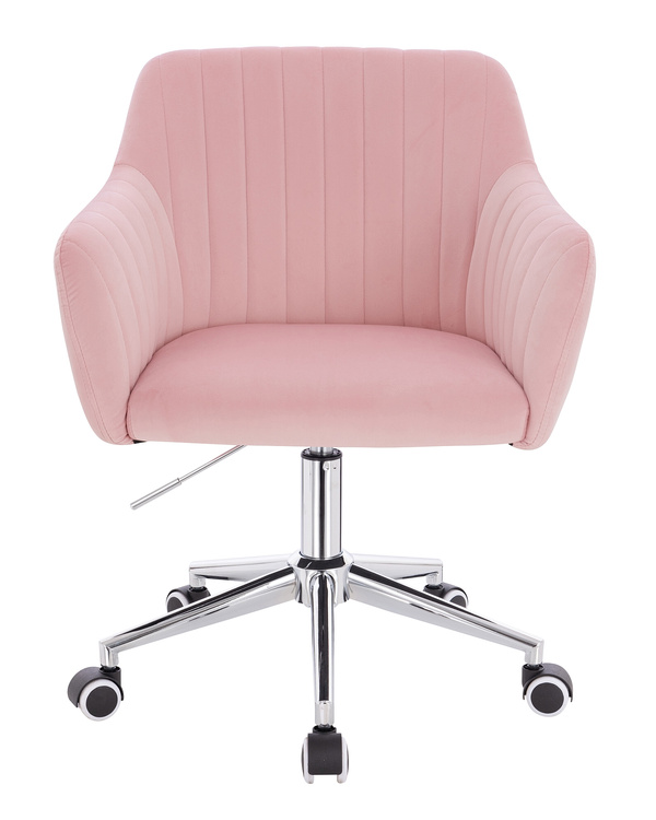 HR190K Púder Rózsaszín Modern Velúr Szék Krómozott lábbal