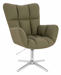 HR650CROSS Khaki Műbőr Premium Soft szék krómozott lábbal