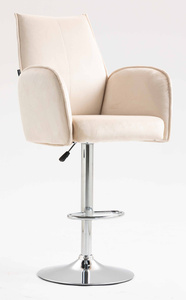 HR280W Krémszínű Modern Velúr Szék Krómozott lábbal