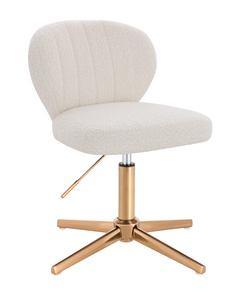 HR193CROSS Krémszínű modern boucle  szék arany lábbal