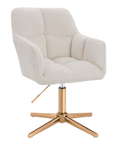 HR550CROSS Krémszínű modern boucle szék arany lábbal