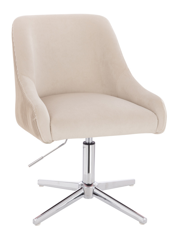 HR920CROSS Krémszínű Modern Velúr Szék Krómozott lábbal