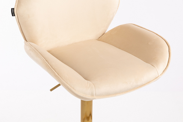 HR350KW Krémszínű modern velúr szék arany lábbal