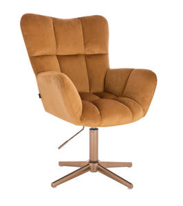 HR650CROSS Mézbarna modern velúr szék arany lábbal