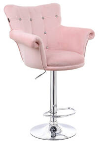 HR804CW Púder Rózsaszín modern velúr szék krómozott lábbal