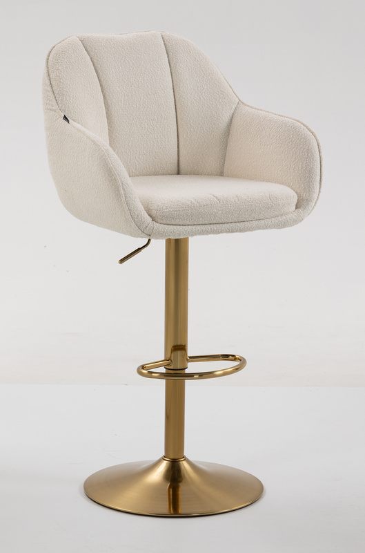 HR2055W Krémszínű Modern Boucle Szék Arany lábbal