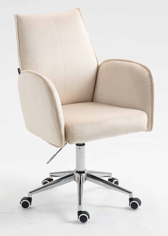 HR280K Krémszínű Modern Velúr Szék Krómozott lábbal