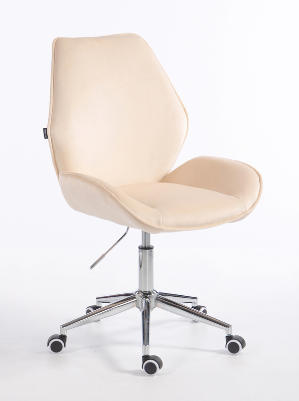 HR350K Krémszínű modern velúr szék krómozott lábbal