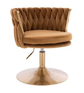 HR450N Mézbarna Modern Velúr Szék Arany lábbal