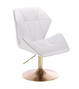 HR212 ZIC-ZAC Fehér modern műbőr szék arany lábbal