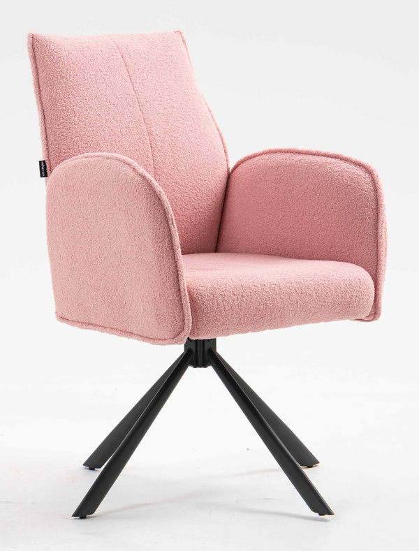 HR280 CSILLAGLÁB Púder Rózsaszín modern boucle szék fekete lábbal