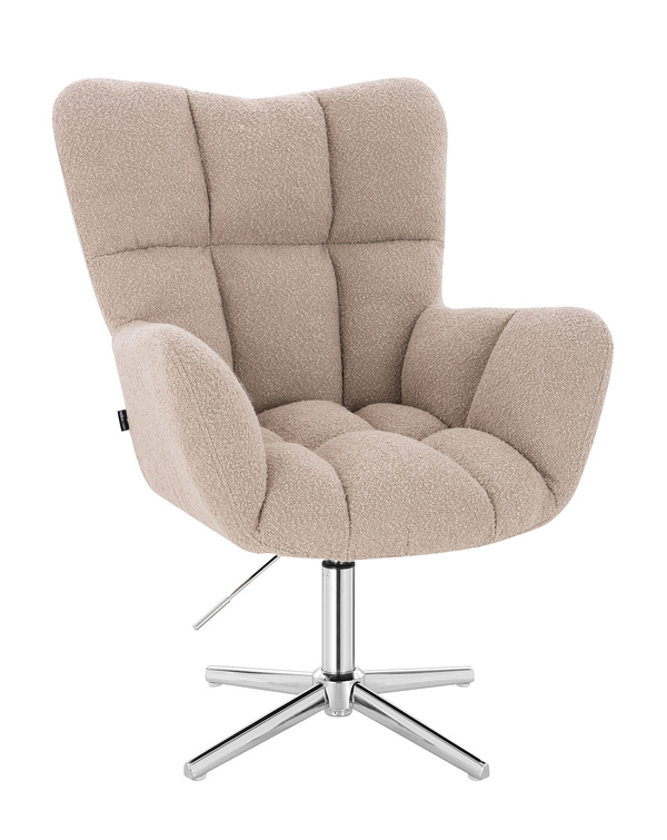 HR650CROSS Latte modern boucle szék krómozott lábbal