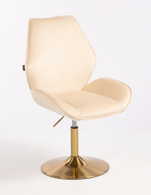 HR350N Krémszínű modern velúr szék arany lábbal