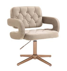 HR8403CROSS Latte modern velúr szék arany lábbal