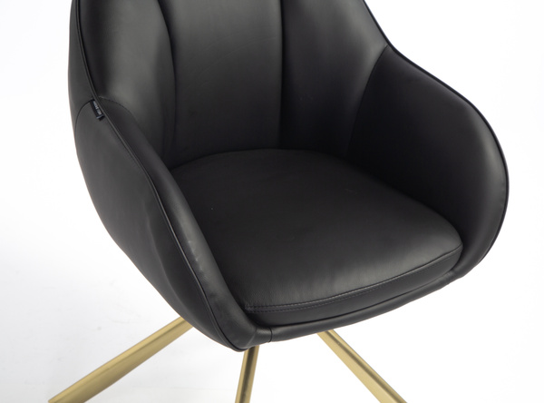 HR2055 CSILLAGLÁB Fekete Modern Műbőr Szék Aany lábbal