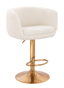 HR333W Krémszínű modern boucle szék arany lábbal