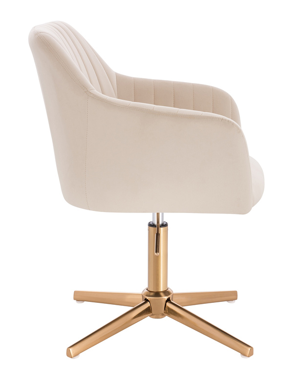 HR190CROSS Krémszínű Modern Velúr Szék Arany lábbal
