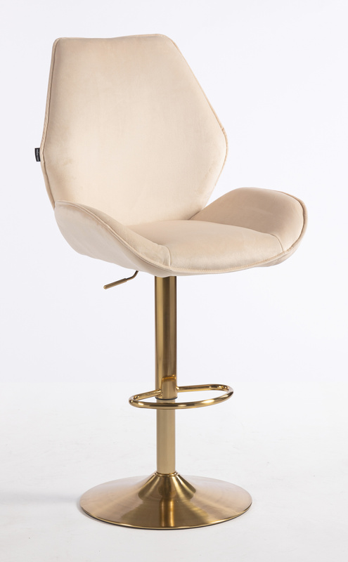 HR350W Krémszínű modern velúr szék arany lábbal