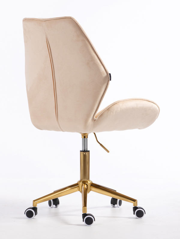 HR350K Krémszínű modern velúr szék arany lábbal
